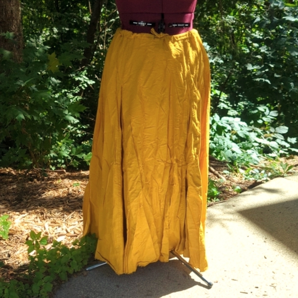 Handmade Yellow Linen Peasant Skirt